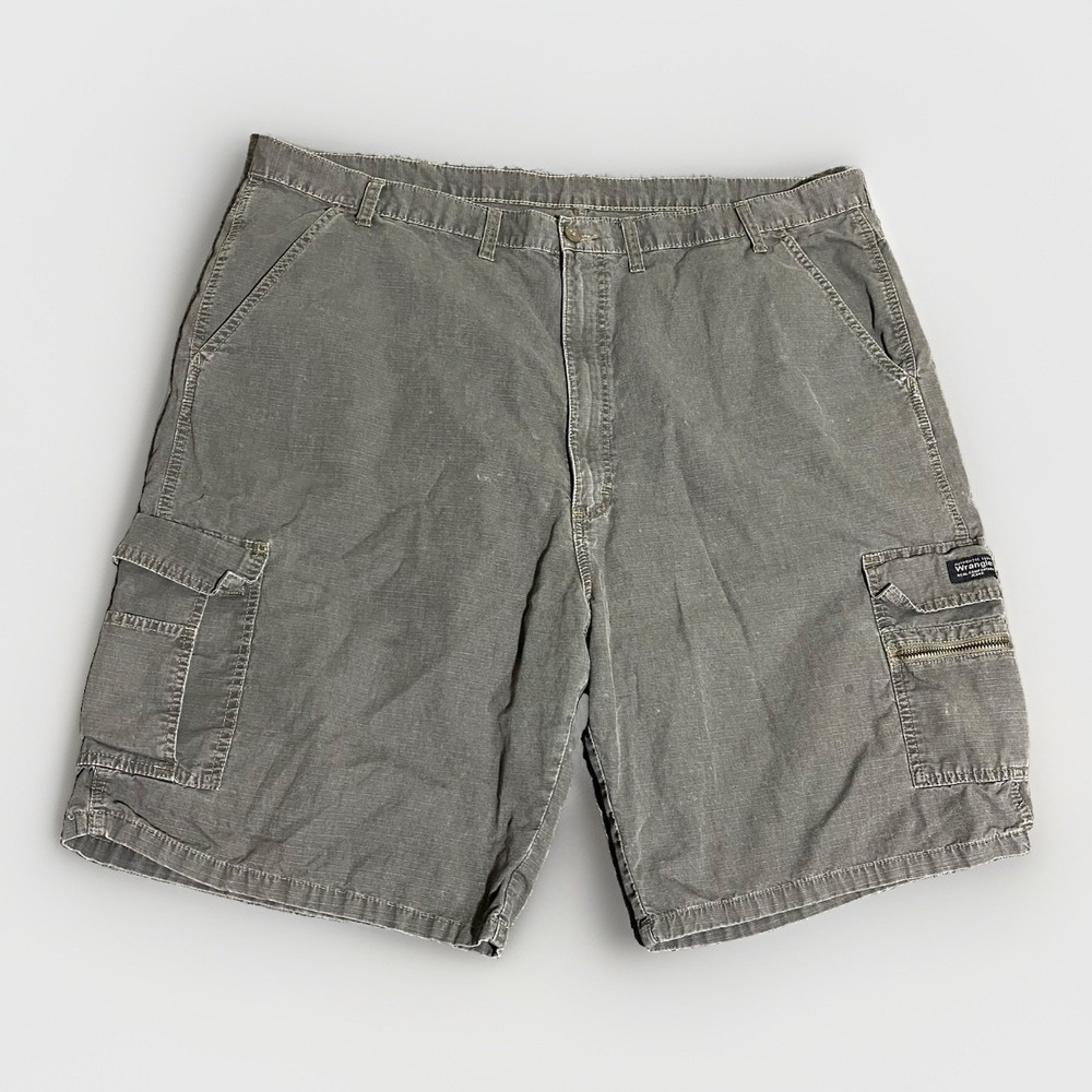 Wrangler Shorts Men 44 Gray Cargo Canvas Relaxed Fit Stretch Outdoor Pockets Y2K